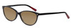 Profile View of Marie Claire MC6205-BLK Designer Polarized Sunglasses with Custom Cut Amber Brown Lenses in Black Red Ladies Cateye Full Rim Acetate 54 mm