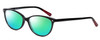 Profile View of Marie Claire MC6205-BLK Designer Polarized Reading Sunglasses with Custom Cut Powered Green Mirror Lenses in Black Red Ladies Cateye Full Rim Acetate 54 mm