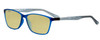 Profile View of Marie Claire MC6210-BLU Designer Polarized Reading Sunglasses with Custom Cut Powered Sun Flower Yellow Lenses in Matte Crystal Blue Grey Ladies Classic Full Rim Acetate 55 mm