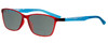Profile View of Marie Claire MC6210-RBL Designer Polarized Reading Sunglasses with Custom Cut Powered Smoke Grey Lenses in Matte Crystal Red Blue Ladies Classic Full Rim Acetate 55 mm
