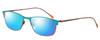 Profile View of Marie Claire MC6213-TLE Designer Polarized Sunglasses with Custom Cut Blue Mirror Lenses in Teal Green Blue Ladies Cateye Full Rim Stainless Steel 52 mm