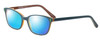 Profile View of Marie Claire MC6230-FOR Designer Polarized Sunglasses with Custom Cut Blue Mirror Lenses in Forest Green Black Orange Ladies Classic Full Rim Acetate 48 mm