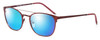 Profile View of Marie Claire MC6248-BUR Designer Polarized Sunglasses with Custom Cut Blue Mirror Lenses in Burgundy Red Ladies Classic Full Rim Stainless Steel 49 mm