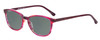 Profile View of Marie Claire MC6249-RUB Designer Polarized Sunglasses with Custom Cut Smoke Grey Lenses in Ruby Red Crystal Pink Ladies Cateye Full Rim Acetate 47 mm