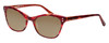 Profile View of Marie Claire MC6252-BUT Designer Polarized Sunglasses with Custom Cut Amber Brown Lenses in Burgundy Red Tortoise Havana Ladies Cateye Full Rim Acetate 53 mm