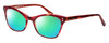 Profile View of Marie Claire MC6252-BUT Designer Polarized Reading Sunglasses with Custom Cut Powered Green Mirror Lenses in Burgundy Red Tortoise Havana Ladies Cateye Full Rim Acetate 53 mm