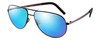 Profile View of Porsche Design P8280-A-59 Designer Polarized Sunglasses with Custom Cut Blue Mirror Lenses in Black Gun Metal Unisex Pilot Full Rim Titanium 59 mm