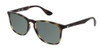 Profile View of Ray-Ban RX7074-5365 Designer Polarized Sunglasses with Custom Cut Smoke Grey Lenses in Tortoise Havana Brown Gold Unisex Classic Full Rim Acetate 52 mm