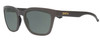 Profile View of Smith Optics FOUNDER SLIM Designer Polarized Sunglasses with Custom Cut Smoke Grey Lenses in Matte Gravy Dark Grey Unisex Round Full Rim Acetate 53 mm