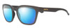Profile View of Smith Optics FOUNDER SLIM Designer Polarized Sunglasses with Custom Cut Blue Mirror Lenses in Matte Gravy Dark Grey Unisex Round Full Rim Acetate 53 mm