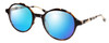 Profile View of Eyebobs Flip 2607 11 Designer Polarized Sunglasses with Custom Cut Blue Mirror Lenses in Caramel Brown Black Tortoise Havana Grey Unisex Round Full Rim Acetate 49 mm