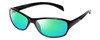 Profile View of Coyote BP-14 Designer Polarized Reading Sunglasses with Custom Cut Powered Green Mirror Lenses in Gloss Black Unisex Wrap Full Rim Acetate 58 mm