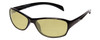Profile View of Coyote BP-14 Designer Polarized Reading Sunglasses with Custom Cut Powered Sun Flower Yellow Lenses in Gloss Black Unisex Wrap Full Rim Acetate 58 mm