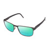 Profile View of Porsche Design P8291-A-55 Designer Polarized Reading Sunglasses with Custom Cut Powered Green Mirror Lenses in Gun Metal Grey&Gloss Black Unisex Square Full Rim Titanium 55 mm