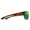 Side View of Suncloud Boone Polarized Sunglasses Unisex Acetate Wrap Around in Matte Tortoise with Polar Green Mirror