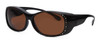 Profile View of Foster Grant Women Oval 60mm Fitover Sunglasses Gloss Black Crystals/Amber Brown