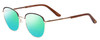 Profile View of Scott&Zelda SZ7429 Designer Polarized Reading Sunglasses with Custom Cut Powered Green Mirror Lenses in Satin Brown Gold Glitter Tips Unisex Round Full Rim Metal 50 mm