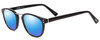 Profile View of Scott&Zelda SZ7436 Designer Polarized Reading Sunglasses with Custom Cut Powered Blue Mirror Lenses in Gloss Black Silver Studs Unisex Oval Full Rim Acetate 49 mm