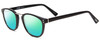 Profile View of Scott&Zelda SZ7436 Designer Polarized Reading Sunglasses with Custom Cut Powered Green Mirror Lenses in Gloss Black Silver Studs Unisex Oval Full Rim Acetate 49 mm