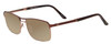 Profile View of Scott&Zelda SZ7454 Designer Polarized Sunglasses with Custom Cut Amber Brown Lenses in Matte Brown Satin Copper Unisex Rectangle Full Rim Metal 55 mm