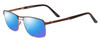 Profile View of Scott&Zelda SZ7454 Designer Polarized Reading Sunglasses with Custom Cut Powered Blue Mirror Lenses in Matte Brown Satin Copper Unisex Rectangle Full Rim Metal 55 mm
