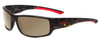 Profile View of Smith Optics Survey Designer Polarized Reading Sunglasses with Custom Cut Powered Amber Brown Lenses in Matte Camo Brown Unisex Wrap Full Rim Acetate 60 mm