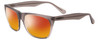 Profile View of Smith Optics Tioga Designer Polarized Sunglasses with Custom Cut Red Mirror Lenses in Smoke Split Grey Crystal Fade Unisex Square Full Rim Acetate 58 mm