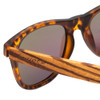 Close Up View of Coyote Wood Classic Polarized Sunglasses Black Orange Tortoise/Green Mirror 52mm