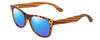 Profile View of Coyote Woodie Designer Polarized Reading Sunglasses with Custom Cut Powered Blue Mirror Lenses in Black Orange Tortoise Brown Wood Unisex Classic Full Rim Wood 52 mm
