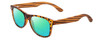Profile View of Coyote Woodie Designer Polarized Reading Sunglasses with Custom Cut Powered Green Mirror Lenses in Black Orange Tortoise Brown Wood Unisex Classic Full Rim Wood 52 mm