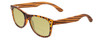 Profile View of Coyote Woodie Designer Polarized Reading Sunglasses with Custom Cut Powered Sun Flower Yellow Lenses in Black Orange Tortoise Brown Wood Unisex Classic Full Rim Wood 52 mm
