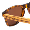 Close Up View of Coyote Wood Classic Polarized Sunglasses Black Orange Tortoise Walnut/Brown 52mm