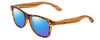 Profile View of Coyote Woodie Designer Polarized Reading Sunglasses with Custom Cut Powered Blue Mirror Lenses in Black Orange Tortoise Walnut Brown Wood Unisex Classic Full Rim Wood 52 mm
