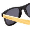 Close Up View of Coyote Woodie Classic Polarized Sunglasses Black Brown Bamboo & Smoke Grey 52 mm