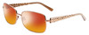 Profile View of Bebe BB7088-780 Designer Polarized Sunglasses with Custom Cut Red Mirror Lenses in Rose Gold White Zebra Animal Print Unisex Square Full Rim Metal 58 mm