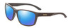 Profile View of Smith Optics Basecamp Designer Polarized Reading Sunglasses with Custom Cut Powered Blue Mirror Lenses in Matte Gravy Grey Unisex Square Full Rim Acetate 58 mm
