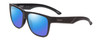 Profile View of Smith Optics Lowdown 2 Designer Polarized Sunglasses with Custom Cut Blue Mirror Lenses in Matte Black Unisex Square Full Rim Acetate 55 mm