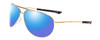 Profile View of Smith Optics Serpico 2 Designer Polarized Reading Sunglasses with Custom Cut Powered Blue Mirror Lenses in Gold Tortoise Unisex Pilot Full Rim Metal 65 mm