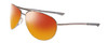 Profile View of Smith Optics Serpico 2 Designer Polarized Sunglasses with Custom Cut Red Mirror Lenses in Gun Metal Silver Black Unisex Pilot Full Rim Metal 65 mm