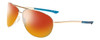 Profile View of Smith Optics Serpico 2 Designer Polarized Sunglasses with Custom Cut Red Mirror Lenses in Gold Unisex Pilot Full Rim Metal 65 mm