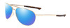 Profile View of Smith Optics Serpico Slim 2 Designer Polarized Sunglasses with Custom Cut Blue Mirror Lenses in Gold Tortoise Unisex Pilot Full Rim Metal 60 mm