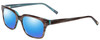 Profile View of Jones New York J753 Designer Polarized Reading Sunglasses with Custom Cut Powered Blue Mirror Lenses in Brown Marble Crystal Azure Blue Unisex Square Full Rim Acetate 52 mm