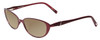 Profile View of Jones New York J475 Designer Polarized Sunglasses with Custom Cut Amber Brown Lenses in Burgundy Red Ladies Cateye Full Rim Metal 53 mm