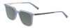 Profile View of John Varvatos V521 Designer Polarized Sunglasses with Custom Cut Smoke Grey Lenses in Storm Crystal Blue Unisex Square Full Rim Acetate 52 mm