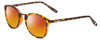 Profile View of Lucky Brand INDIO Designer Polarized Sunglasses with Custom Cut Red Mirror Lenses in Matte Tortoise Havana Brown Gold Unisex Round Full Rim Acetate 50 mm