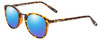 Profile View of Lucky Brand INDIO Designer Polarized Reading Sunglasses with Custom Cut Powered Blue Mirror Lenses in Matte Tortoise Havana Brown Gold Unisex Round Full Rim Acetate 50 mm
