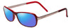 Profile View of Porsche Designs P8207-B Designer Polarized Sunglasses with Custom Cut Blue Mirror Lenses in Crystal Burgundy Red Gun Metal Silver Unisex Cateye Full Rim Acetate 53 mm