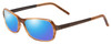 Profile View of Porsche Designs P8207-C Designer Polarized Sunglasses with Custom Cut Blue Mirror Lenses in Light Brown Unisex Cateye Full Rim Acetate 53 mm