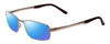 Profile View of Porsche Designs P8212-B Designer Polarized Sunglasses with Custom Cut Blue Mirror Lenses in Antique Titanium Matte Dark Red Unisex Square Full Rim Titanium 56 mm