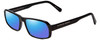 Profile View of Porsche Designs P8215-A Designer Polarized Reading Sunglasses with Custom Cut Powered Blue Mirror Lenses in Black Carbon Fiber Unisex Square Full Rim Acetate 55 mm